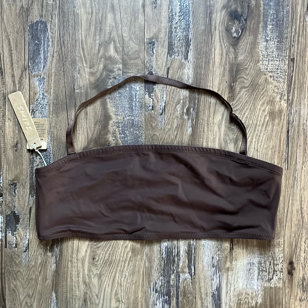 Skims Recycled Swim Bandeau Bikini Top in Cocoa